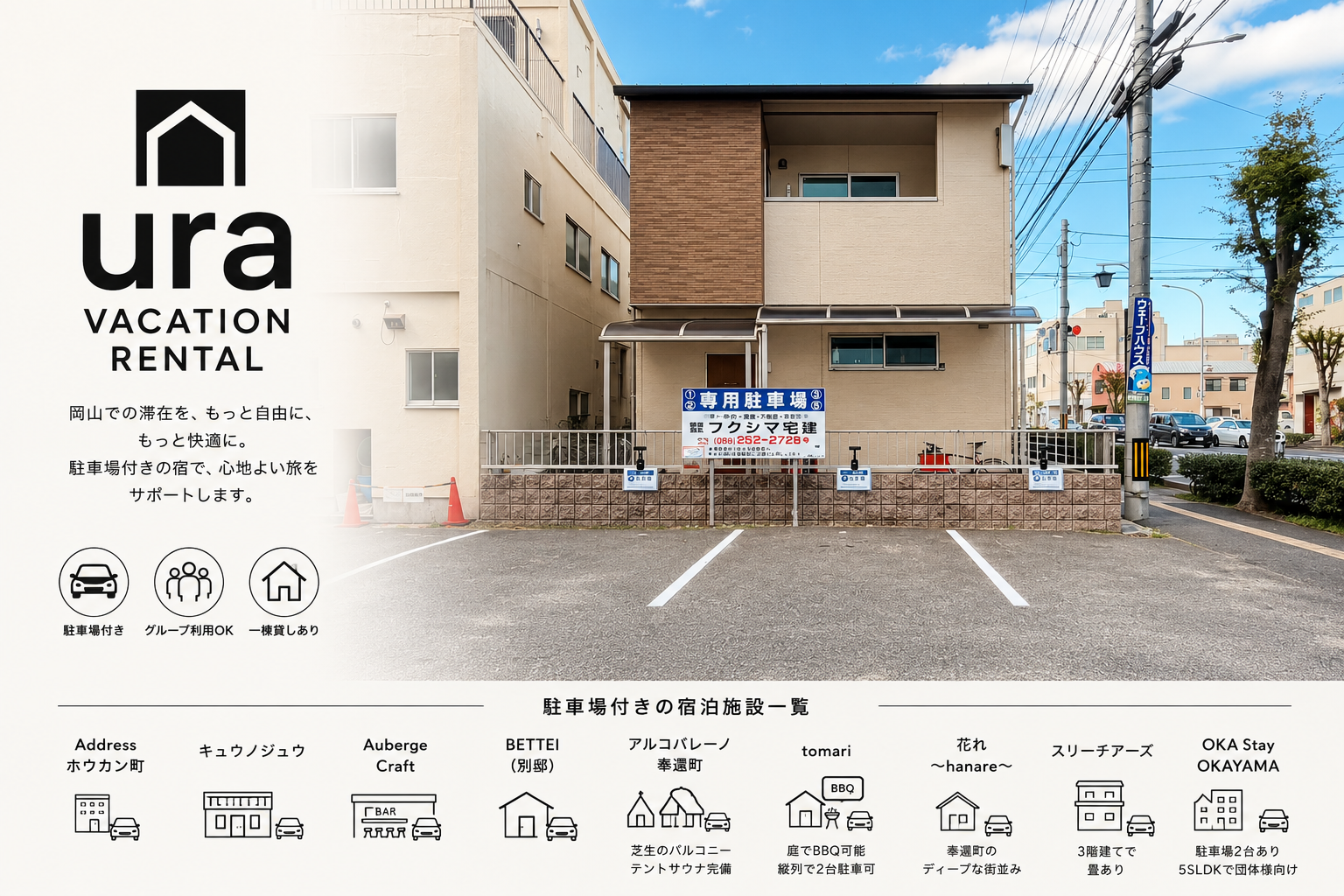 岡山で駐車場付きの宿を探している方へ
